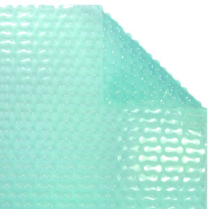 Manta térmica rectangular de 8m x 2m con ribete en 1 lateral de 2m con ojales Geobubble Sol+Guard de 500 micras translúcida